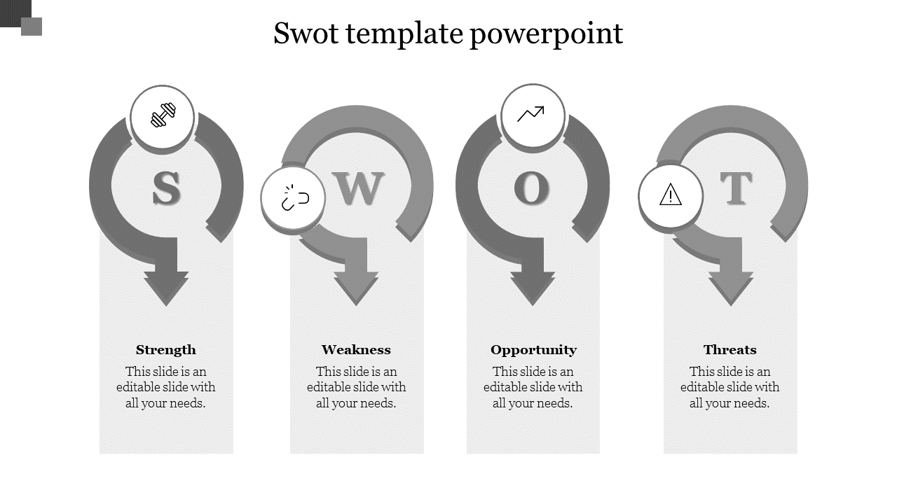 Free - Amazing SWOT Template PowerPoint In Grey Color Slide